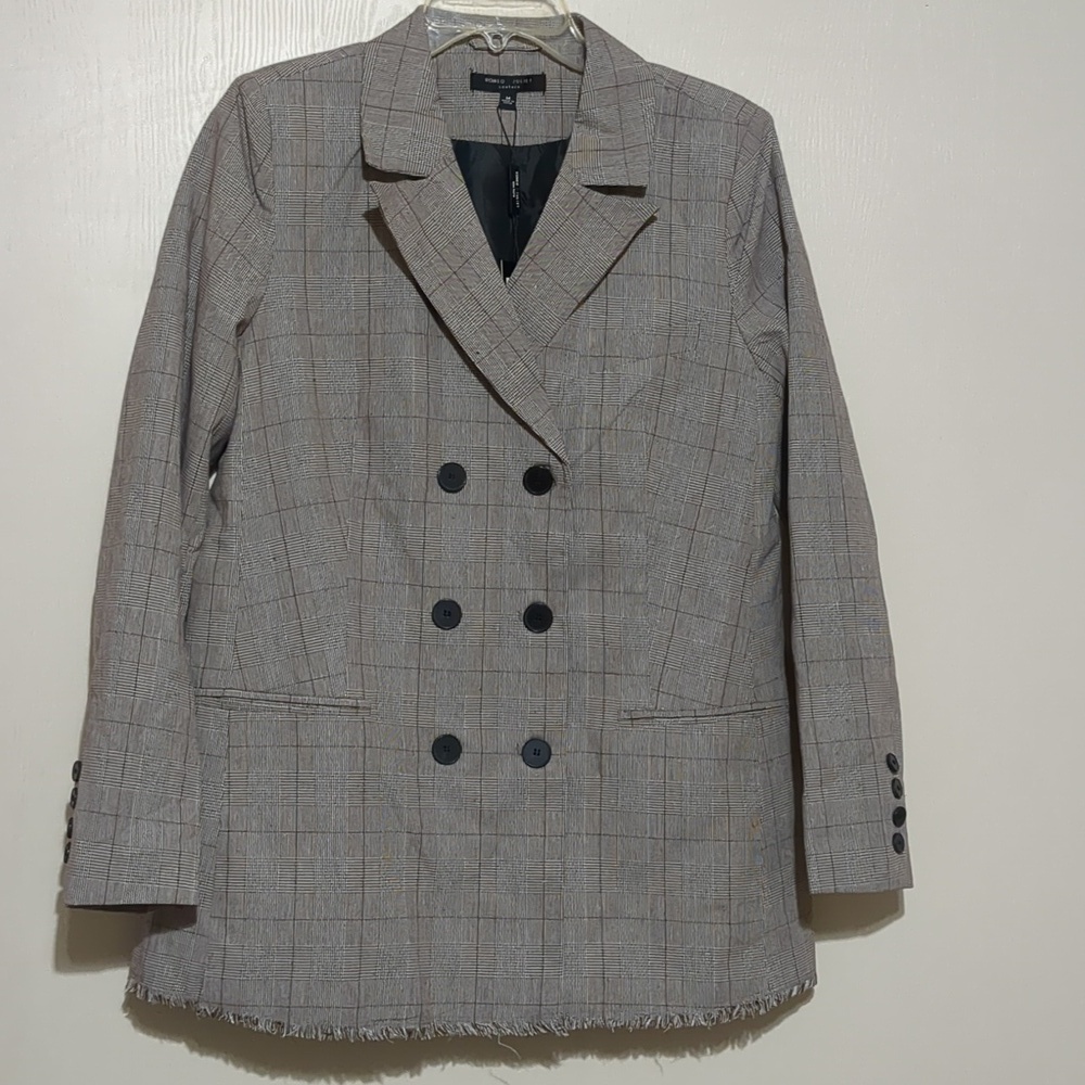 Romeo and Juliet Couture Fringe Brown Women's Blazer Size Medium Oversized NWT